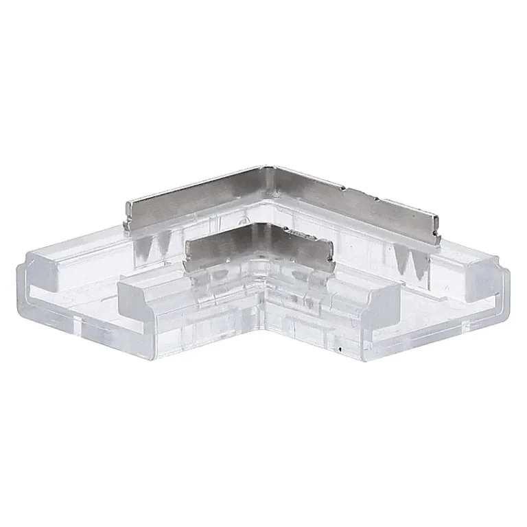 Connector Clip transparant voor 8mm LED strip van strip naar strip met hoek 90°