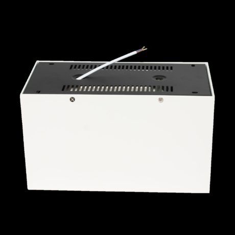Opbouwspot 264x132x150mm 2x20W 2700K dimbaar wit zijkant