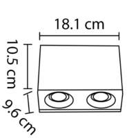 Opbouwspot 2XGU10 96X181 105H kantelbaar maten