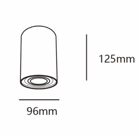 Opbouwspot GU10 96Ø 125H kantelbaar maten