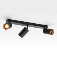 Plafondlamp 3 spots zwart met goud