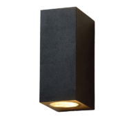 Buitenlamp 2xGU10 up&down vierkant zwart