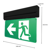 Noodverlichting 3,5W zwart IP20 met plaatjes maten